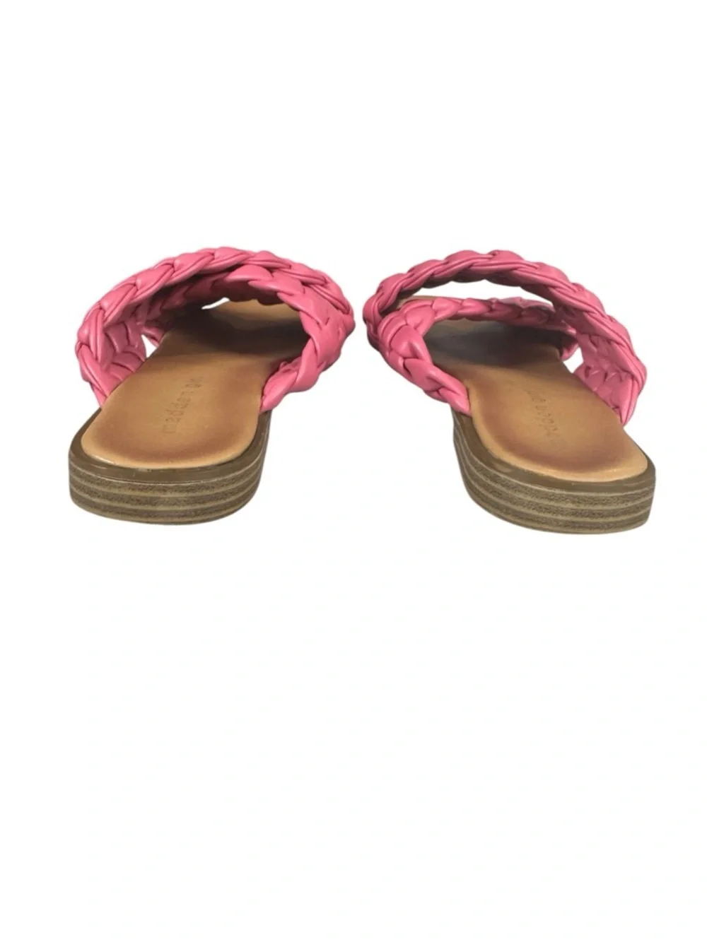 Steve Madden Bubblegum Pink Woven Slide Sandals Square Toe Slip On Size 8.5